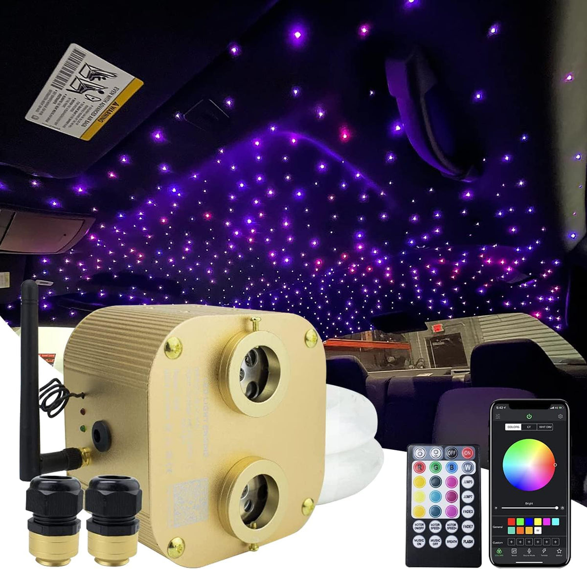 20W Dual-Heads Fiber Optic Light with 830pcs Fiber Optical Cable A37655