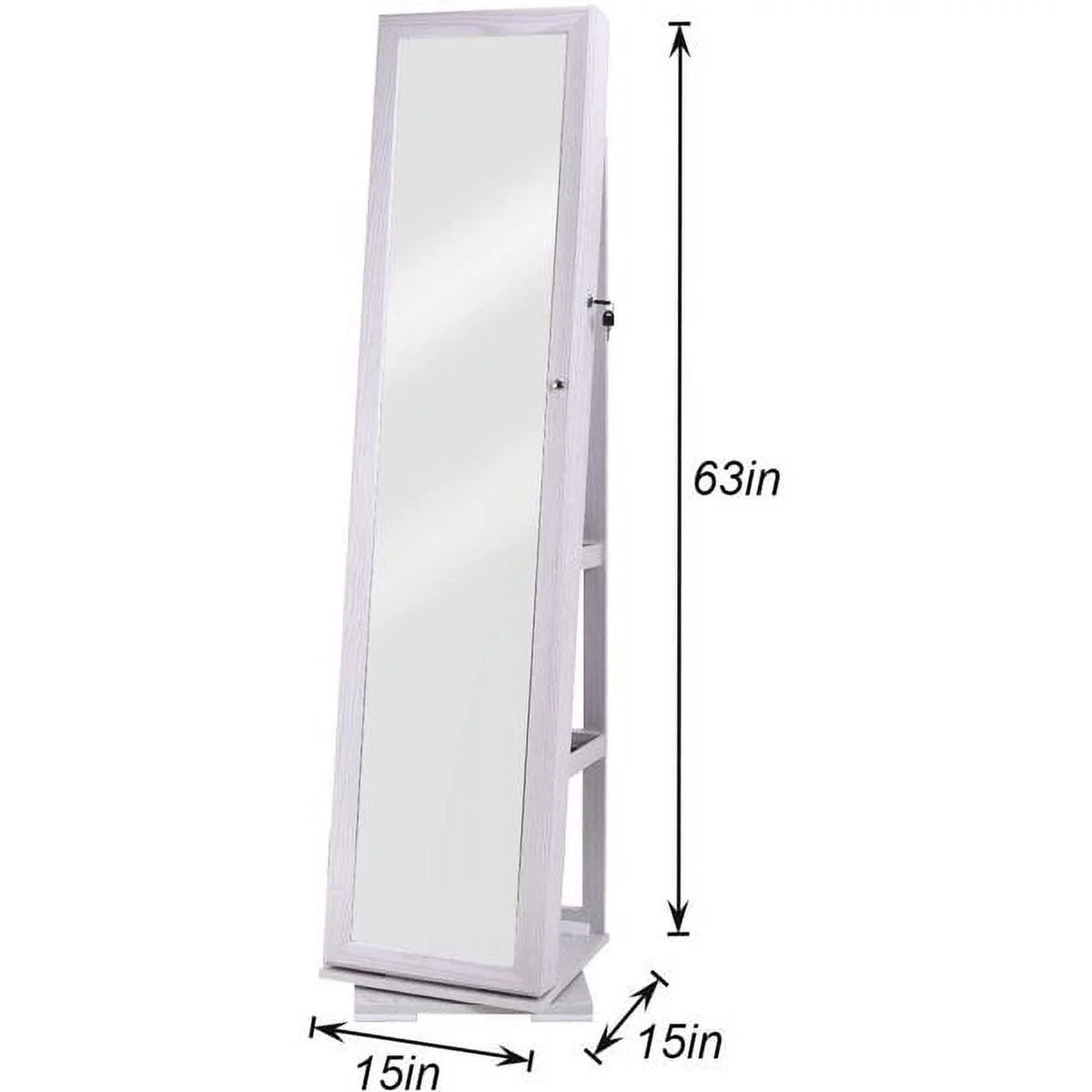 White Rotatable Jewelry Armoire with Full-length Mirror N267