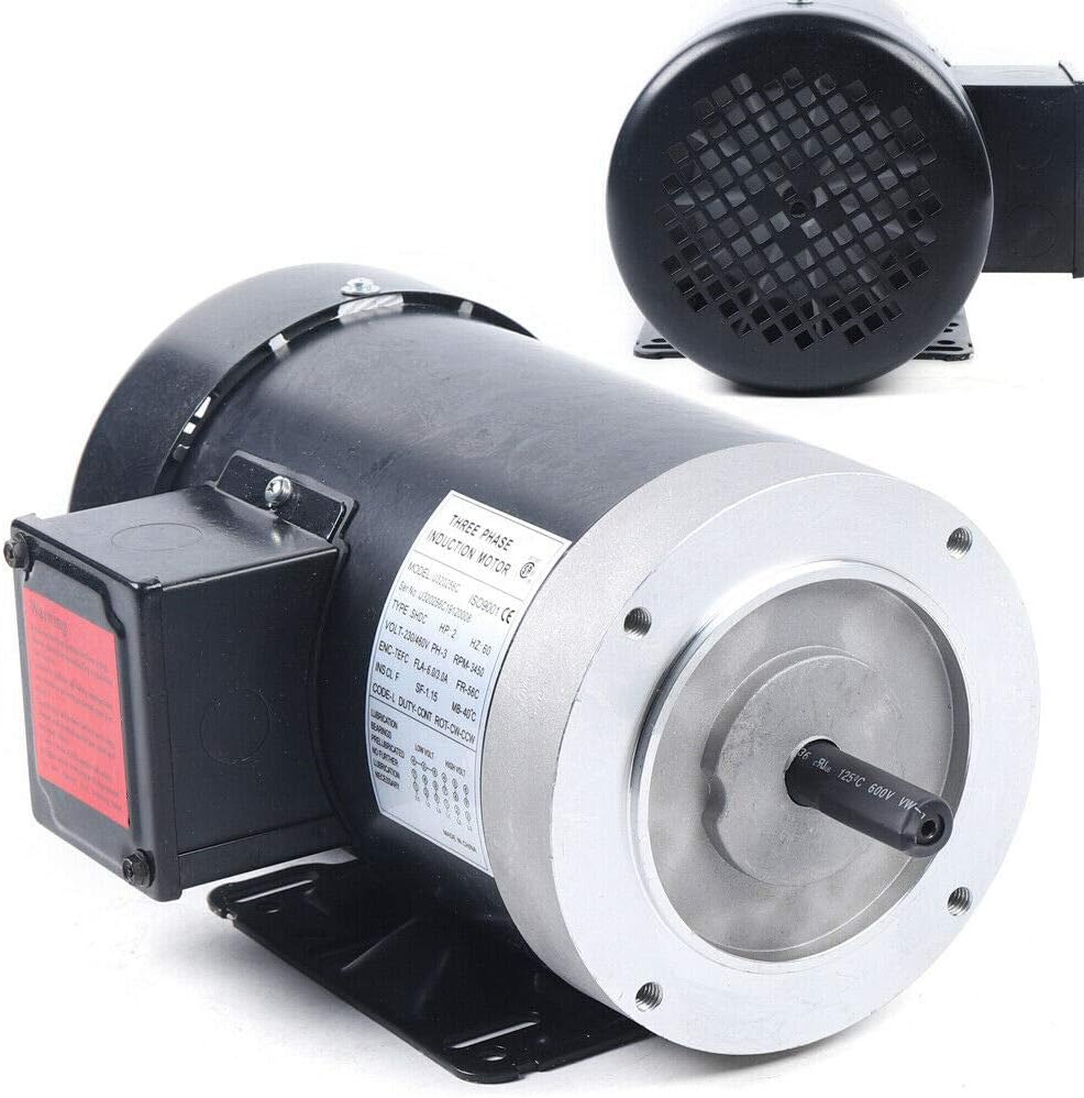 Electric Motor 2HP 3Phase 3450 RPM 208-230/460 Volt 56 Frame 5/8" Shaft Diameter M108