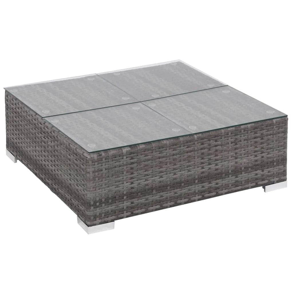 7 Piece Gray Poly Rattan Outdoor Sectional Sofa Set with Coffee Table and 2 Ottoman W774