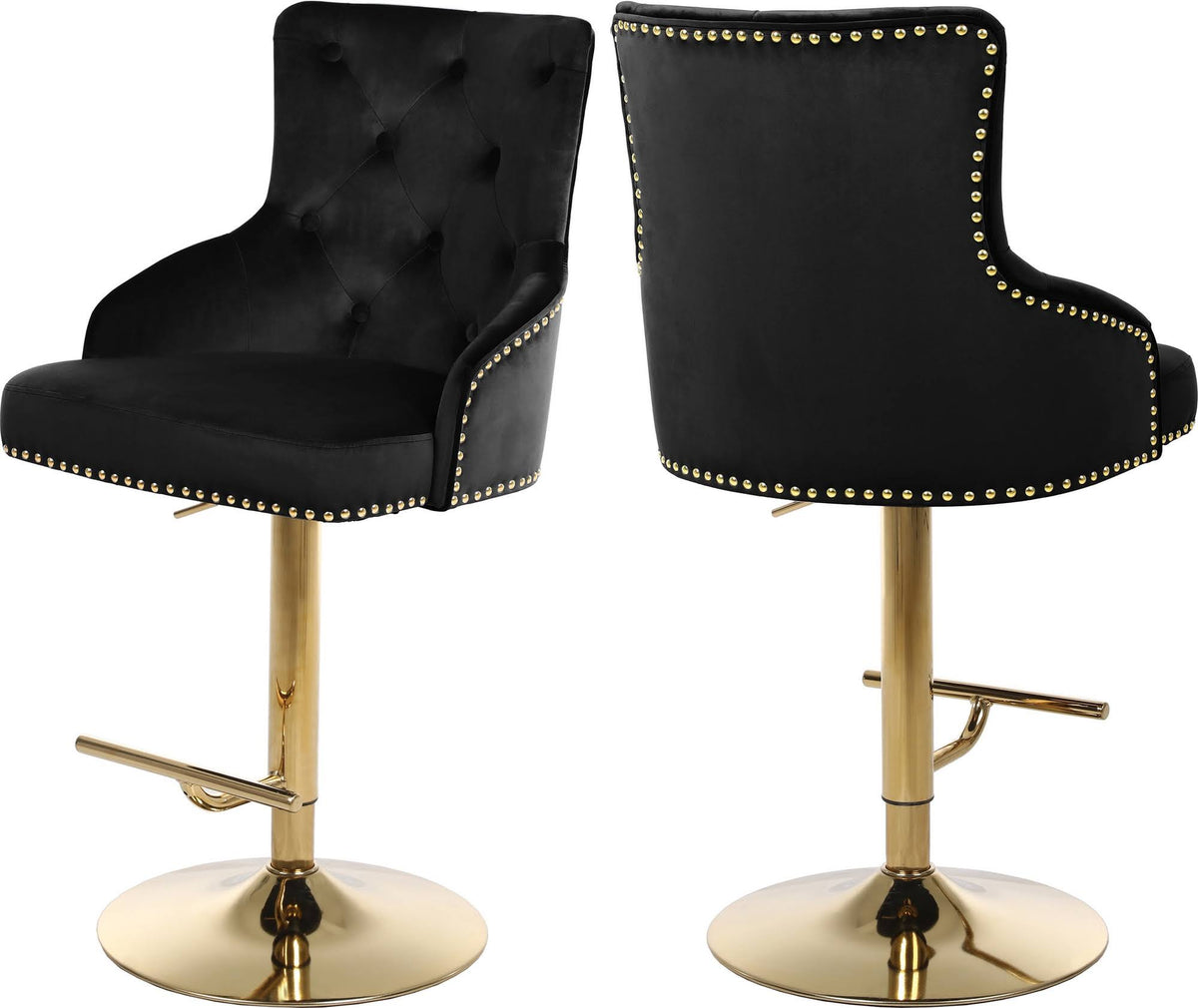 Black Velvet Adjustable Stool I18195