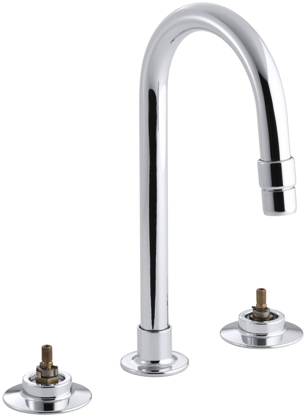 Polished Chrome Widespread Bathroom Faucet with Rigid Connections P256