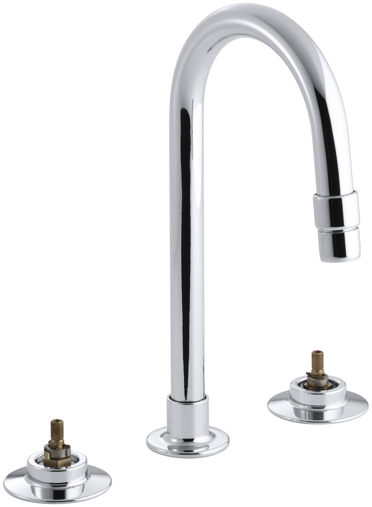 Polished Chrome Widespread Bathroom Faucet with Rigid Connections P256