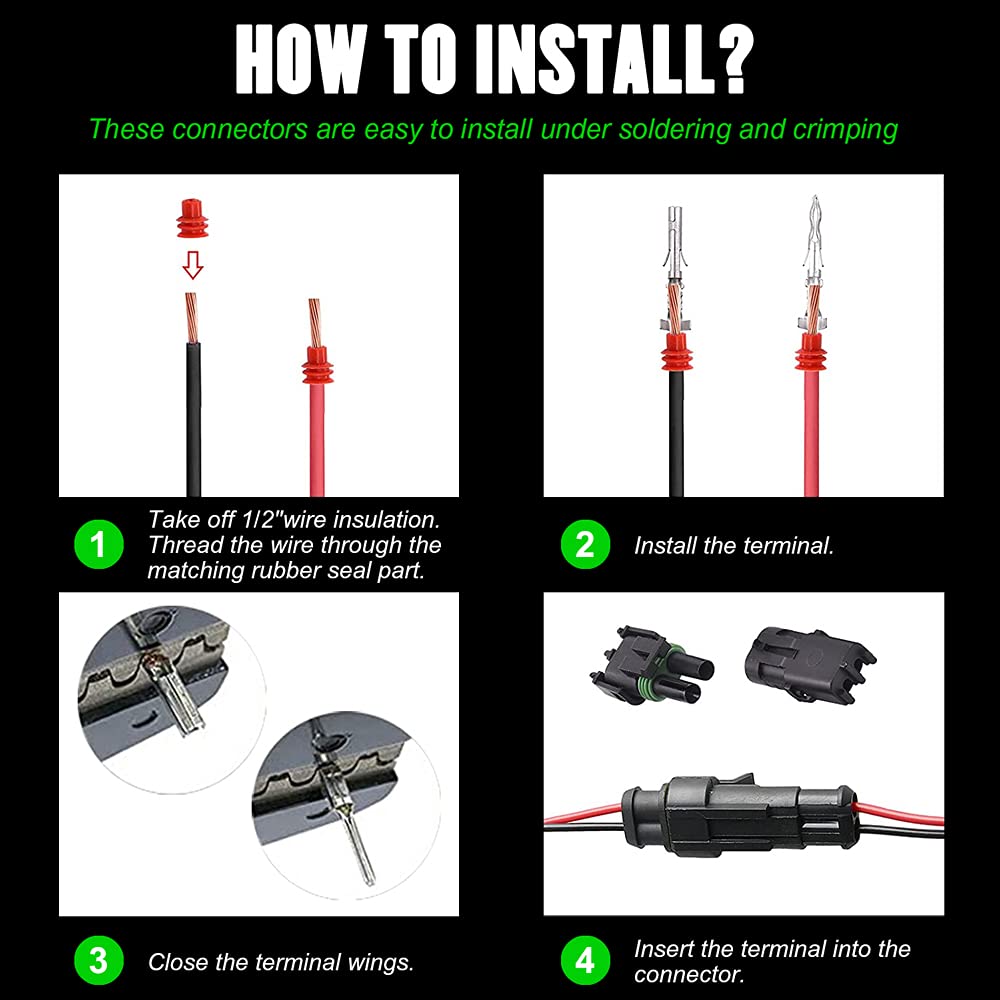 20 Sets 2 Pin Weather Pack Connector Waterproof Car Electrical Wire Connector Terminals Plug Kit with 45 Sets Male and Female Terminal KIT 18-14AWG H67899