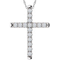14k White Gold Diamond Cross Pendant Necklace B77500