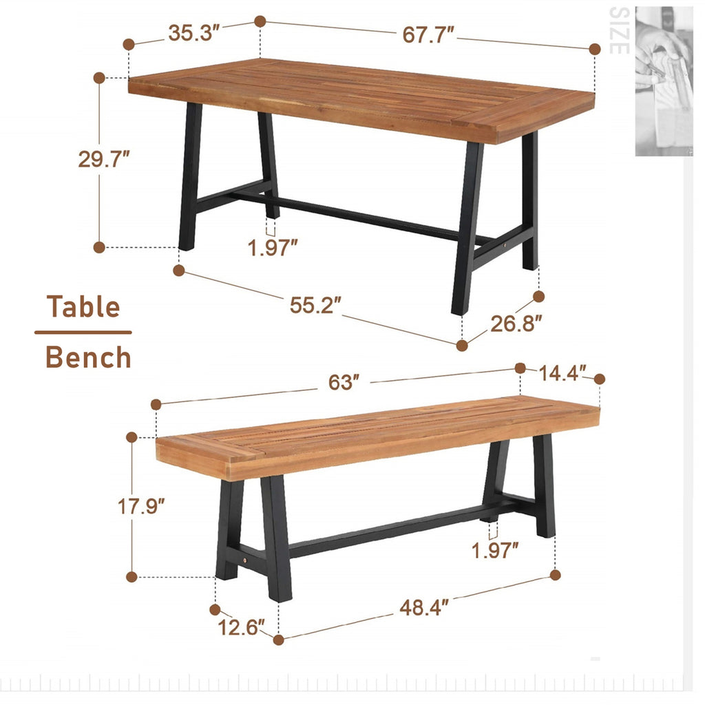 2PCS Patio Wood Benches F531