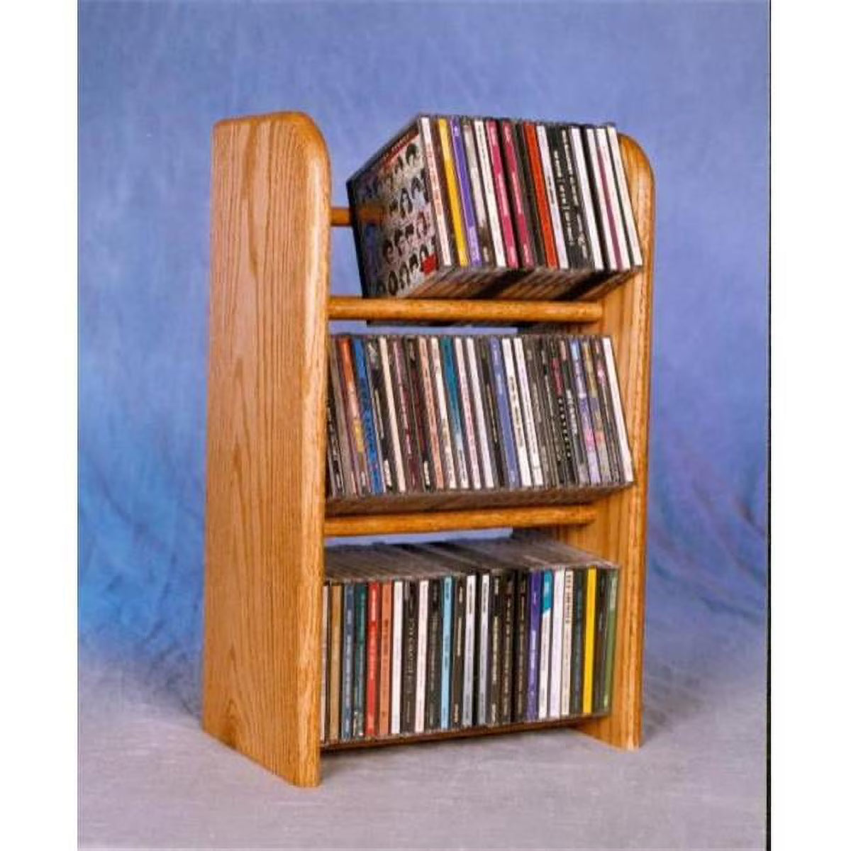 Solid Oak 3 Row Dowel CD Rack E5763