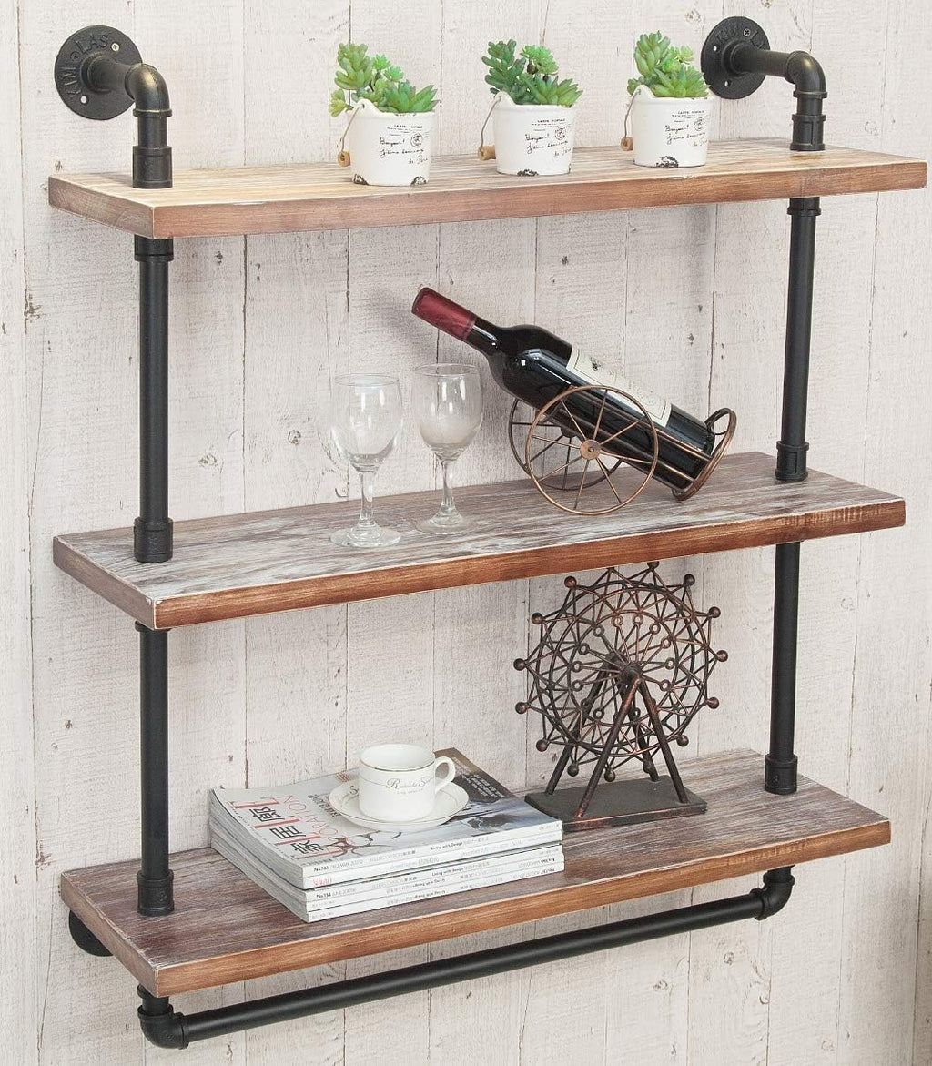Industrial Retro Wall Mounted Iron Water Pipe Shelf Z86195