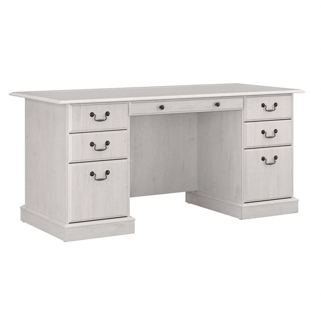 Linen White Oak Executive Desk with Drawers T561