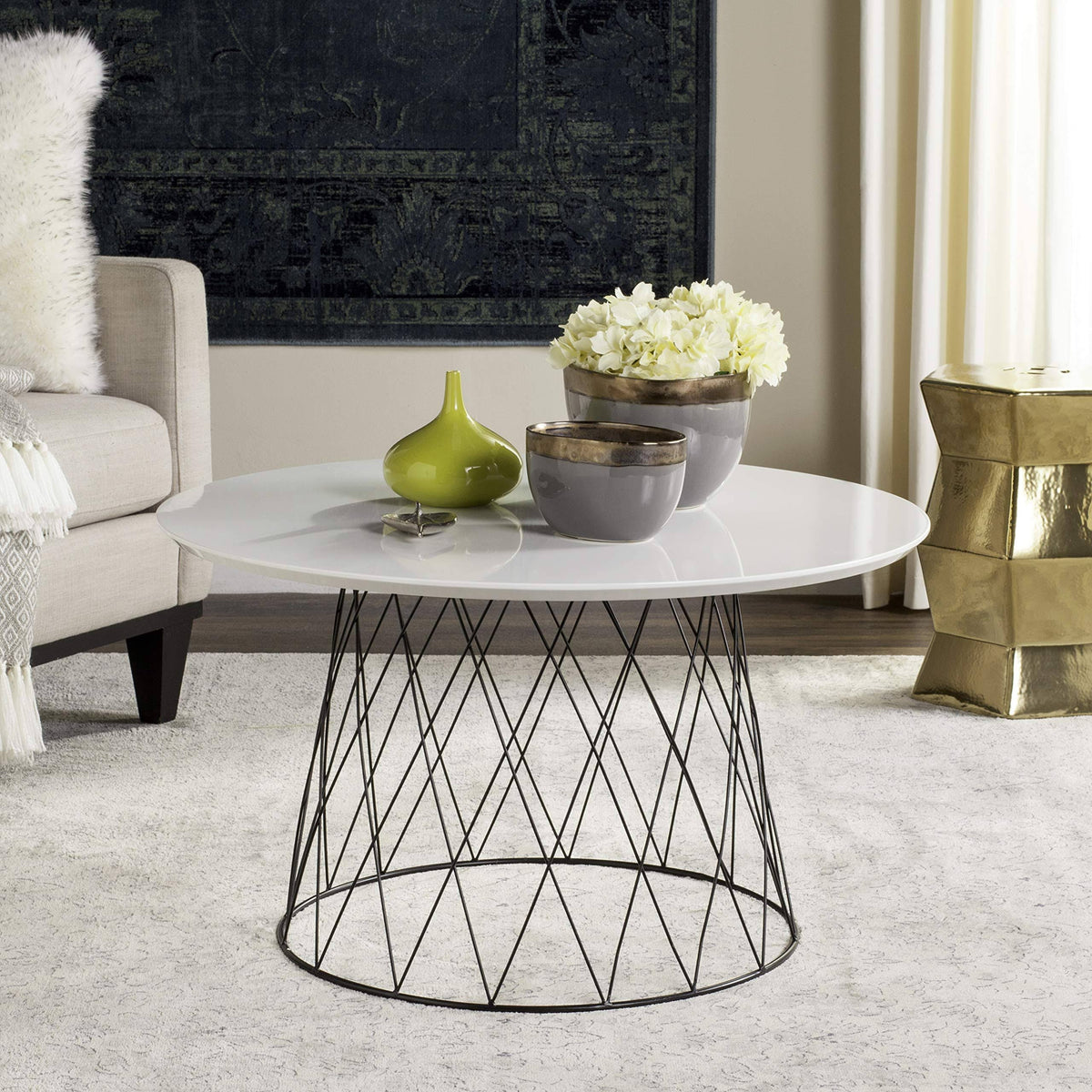 White Lacquer Coffee Table Z521