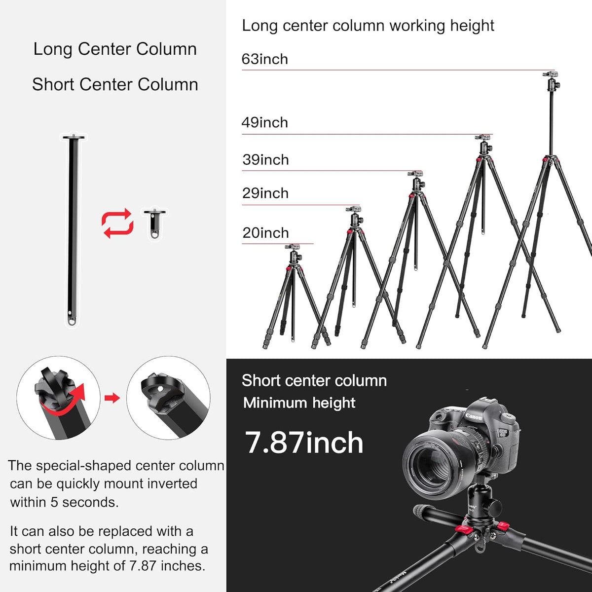 63 Aluminum DSLR Camera Tripod Monopod Kit with Panoramic Ball Head C74785
