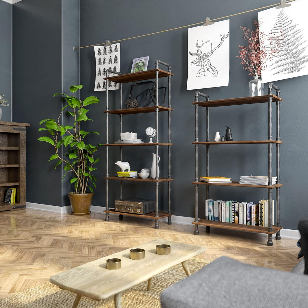 5-Tier Solid Pine Open Wood Bookcase, Brown R60906