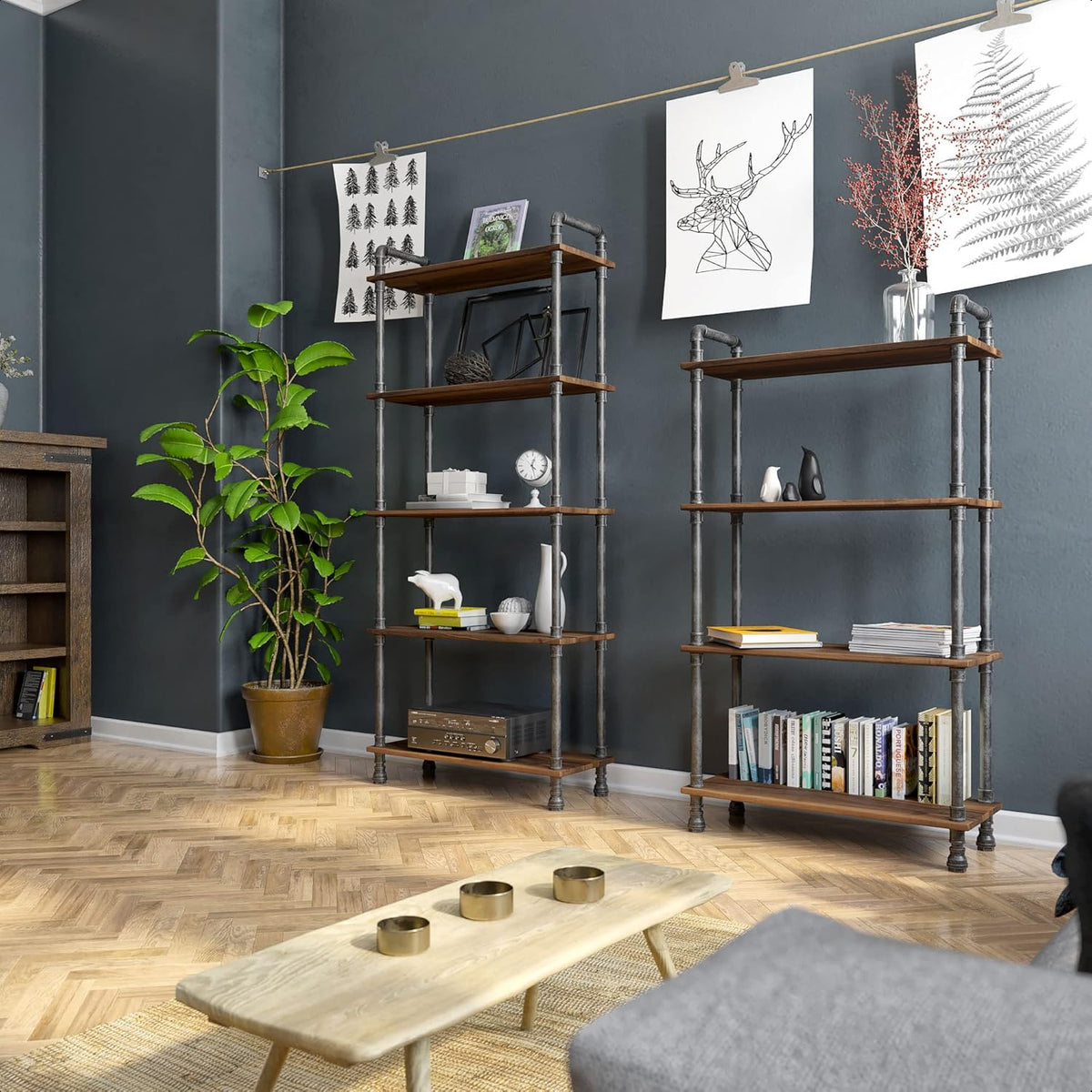 5-Tier Solid Pine Open Wood Bookcase, Brown R60906
