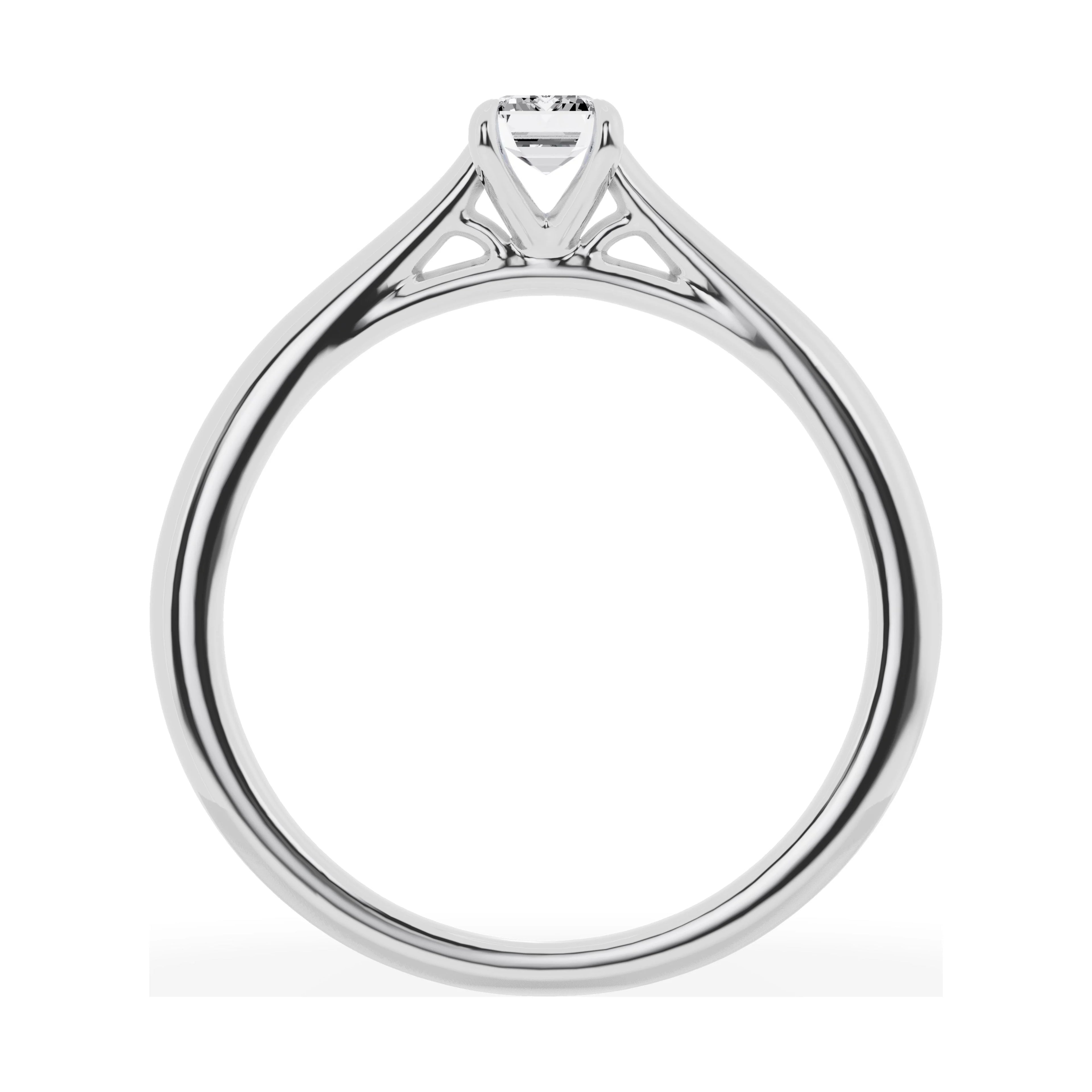 0.33 Carat Solitaire 4-Prong Lab Grown Emerald-Cut Diamond Engagement Ring 10K White Gold R151766