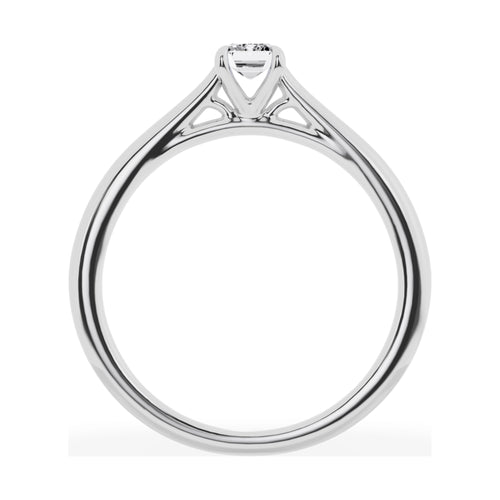 0.33 Carat Solitaire 4-Prong Lab Grown Emerald-Cut Diamond Engagement Ring 10K White Gold R151766