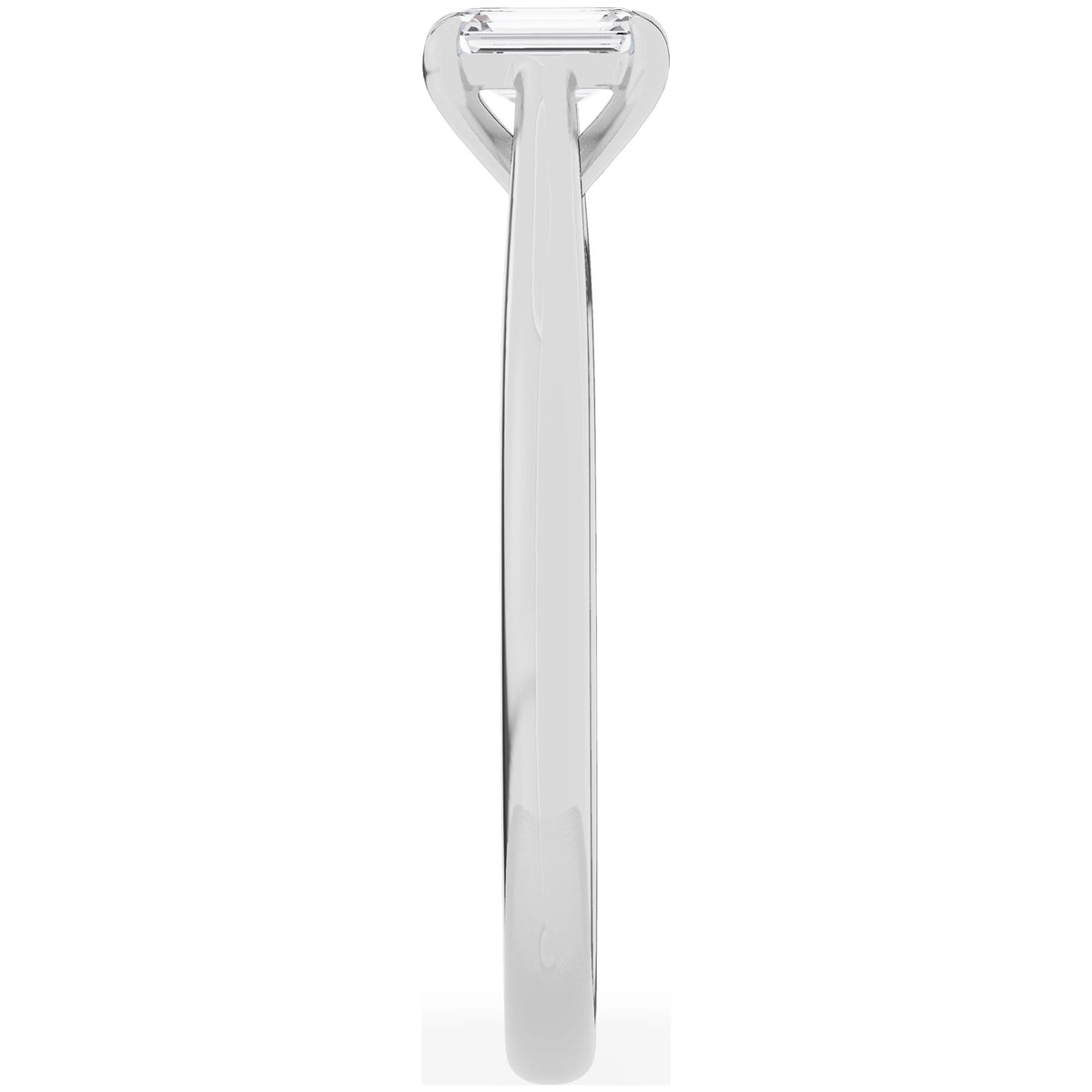 0.33 Carat Solitaire 4-Prong Lab Grown Emerald-Cut Diamond Engagement Ring 10K White Gold R151766
