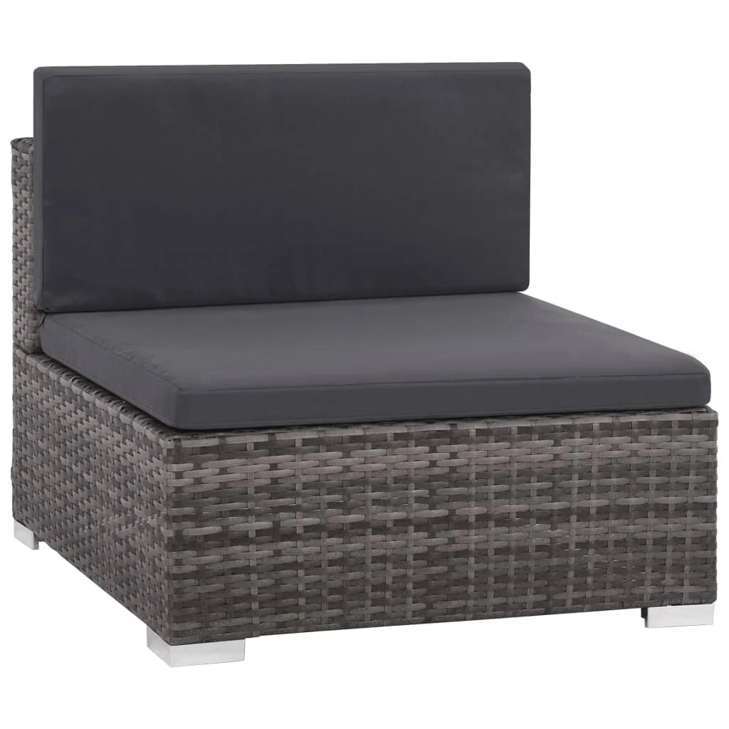 7 Piece Gray Poly Rattan Outdoor Sectional Sofa Set with Coffee Table and 2 Ottoman W774