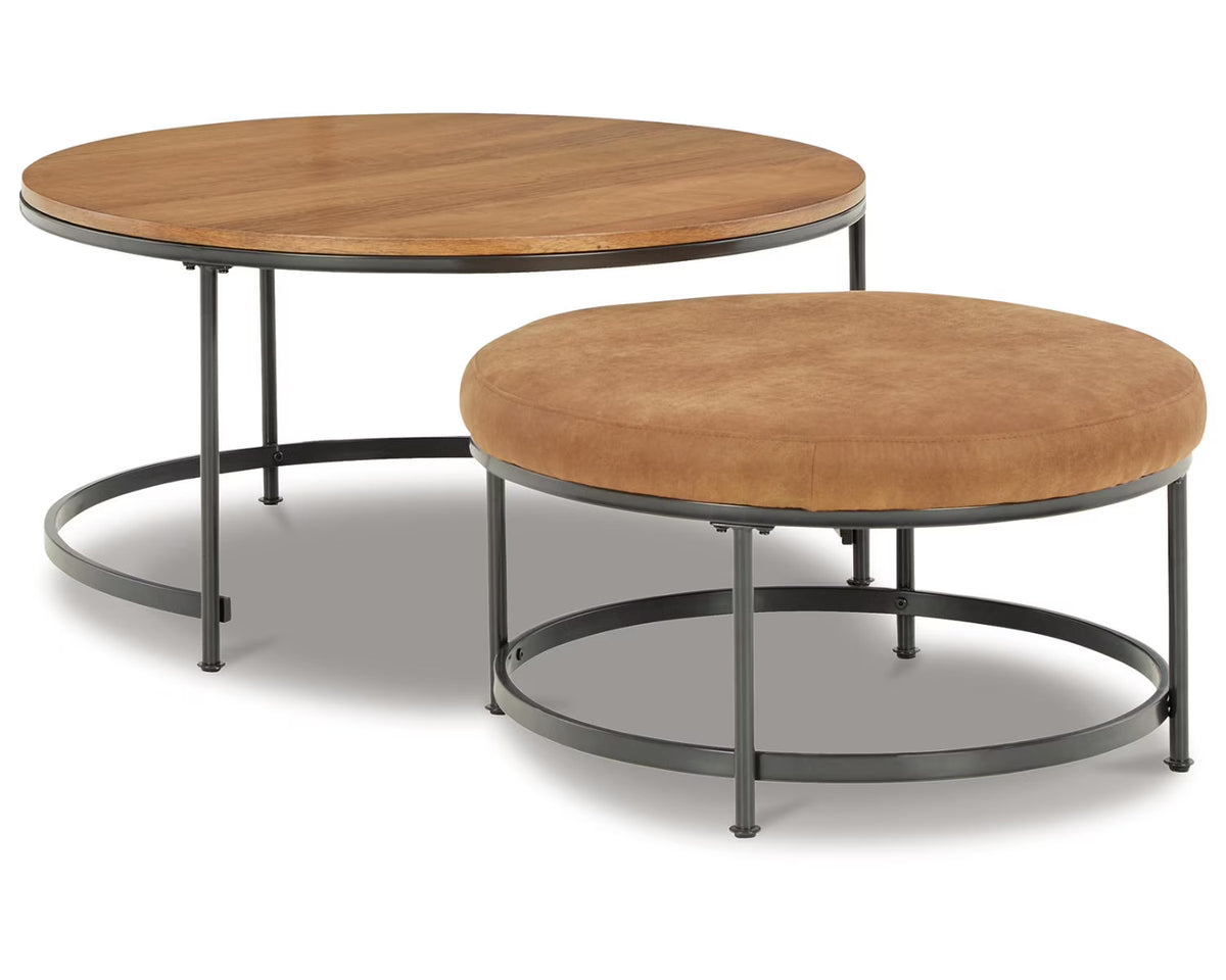 Nesting Coffee Table Set of 2 Light Brown/Black H737434