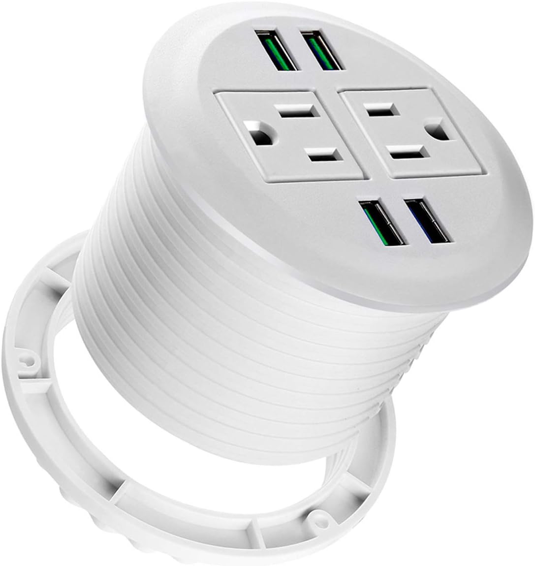 3 inch Desk USB C Power Grommet, 2 Outlets, 3 USB, Pack of 2 T147790