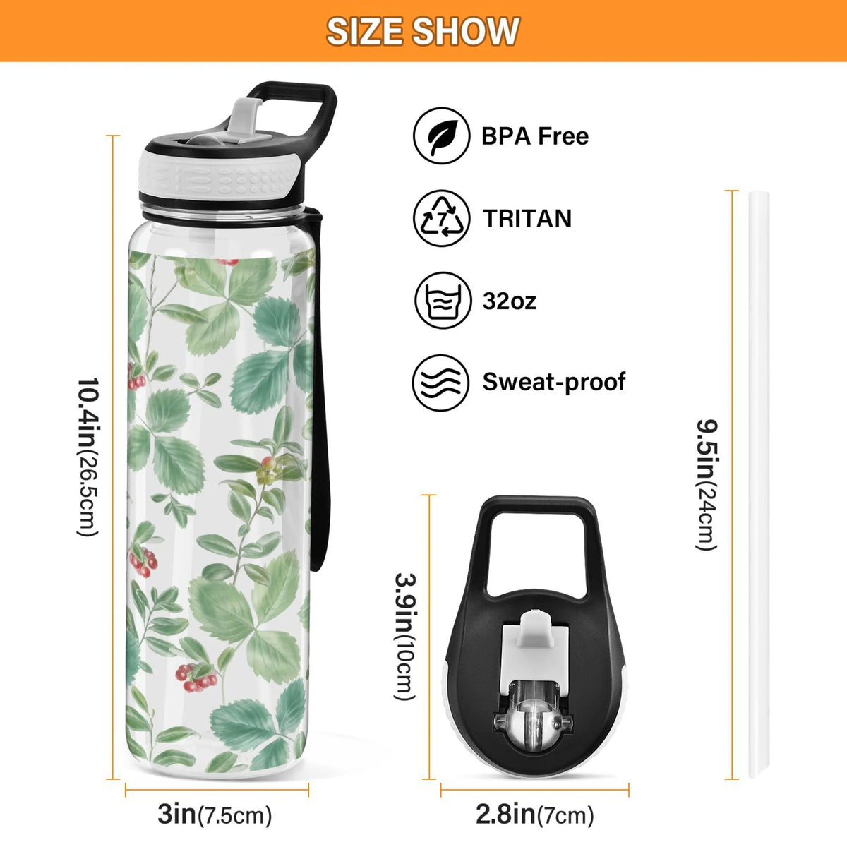 32oz Tritan Leakproof Sports Water Bottle with Straw U472