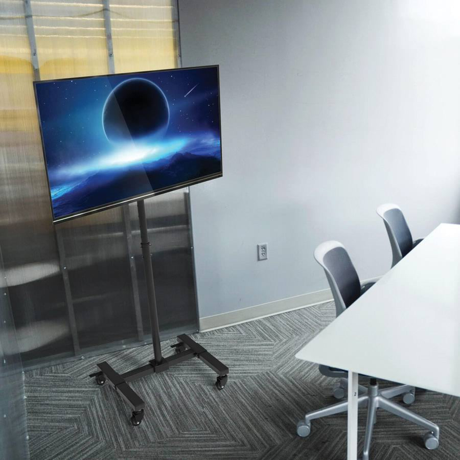 Mobile Cart TV Stand Height-Adjustable Locking Casters Black U862