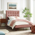 Blush Velvet Button Tufted Twin Bed U673