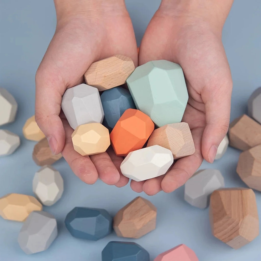 36Pcs Colorful Wooden Stacking Balancing Stone Building Blocks C311449