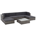 7 Piece Gray Poly Rattan Outdoor Sectional Sofa Set with Coffee Table and 2 Ottoman W774