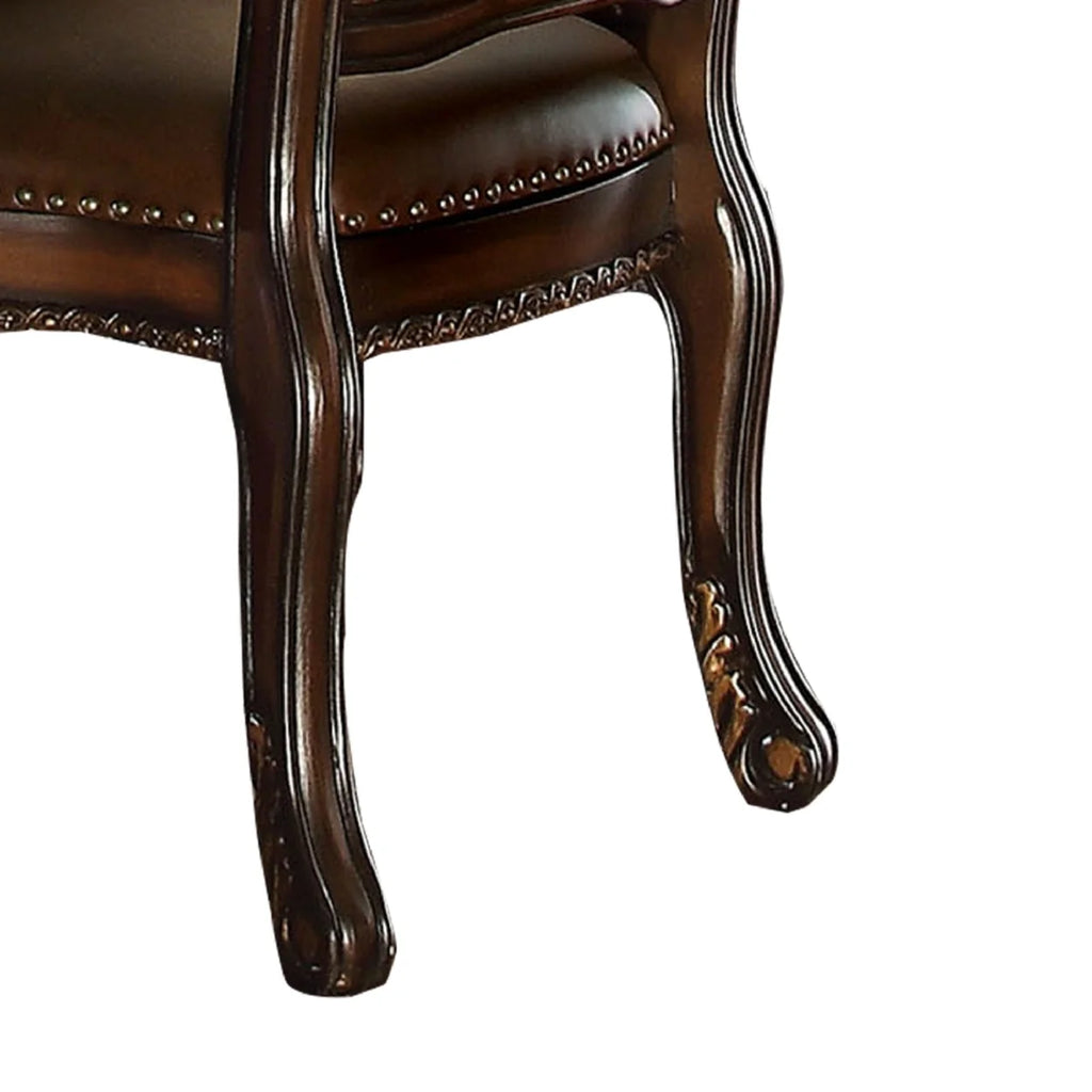 Brown Faux Leather Dining Side Chair Set of 2 Q8005