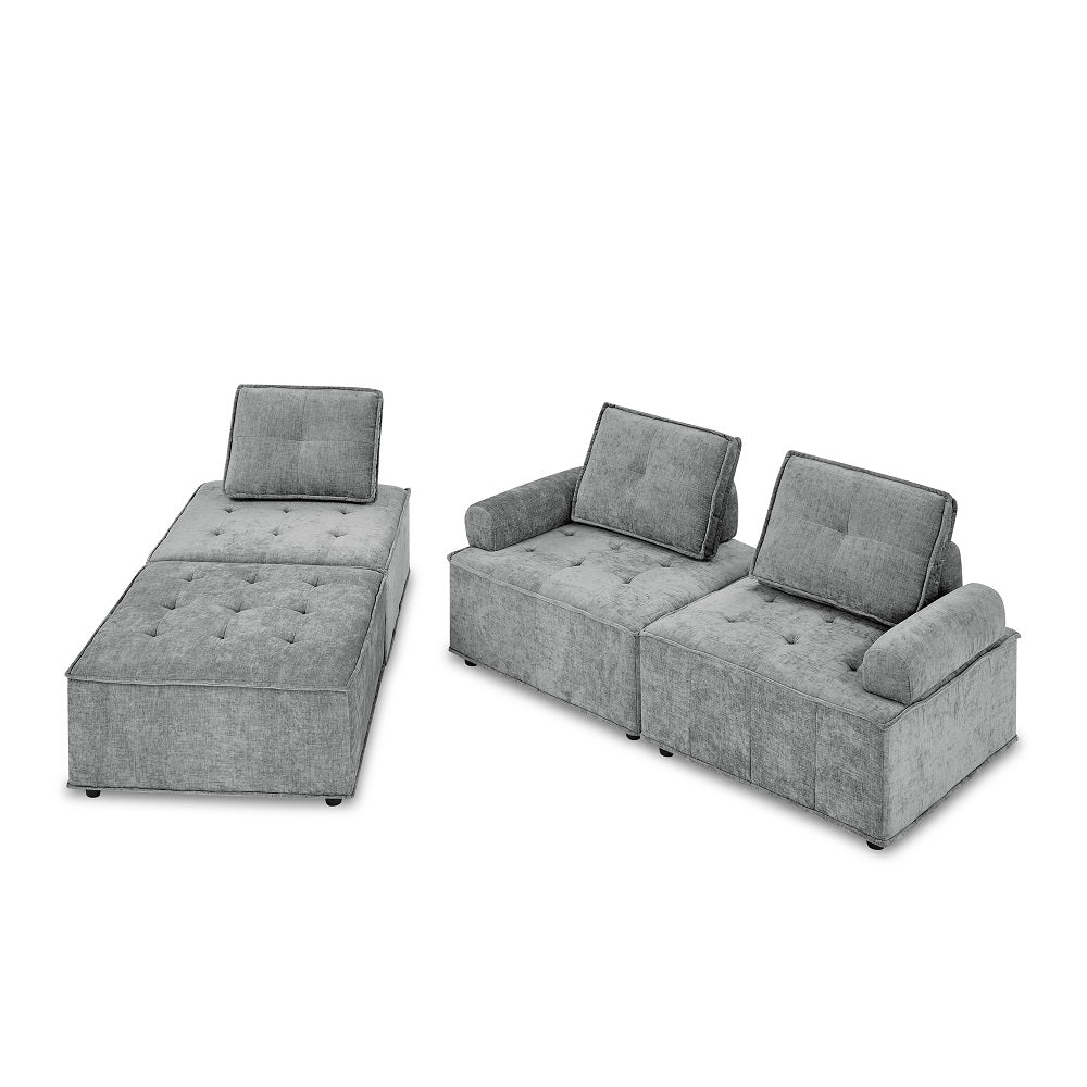 Chenille Grey Modular Sectional Sofa Y851905