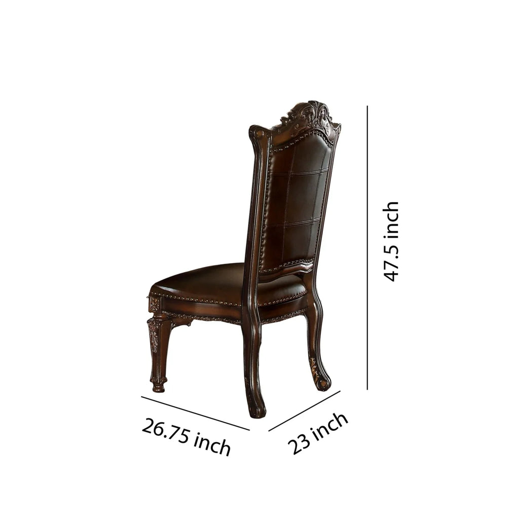 Brown Faux Leather Dining Side Chair Set of 2 Q8005
