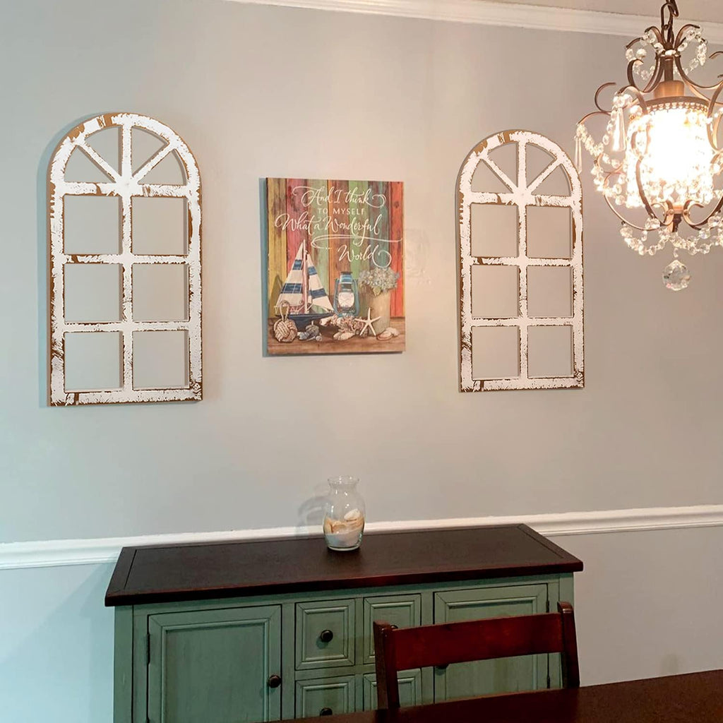 2-Pack Distressed Arched Cathedral Window Frame Wall Decor M532777