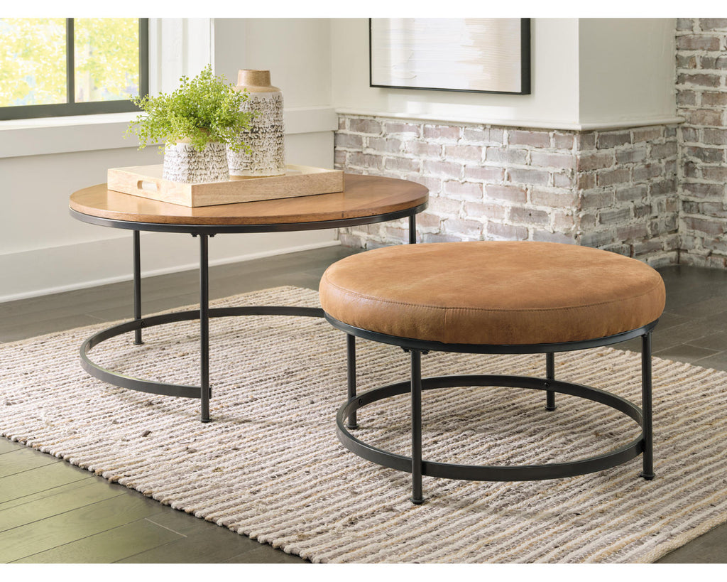 Nesting Coffee Table Set of 2 Light Brown/Black H737434