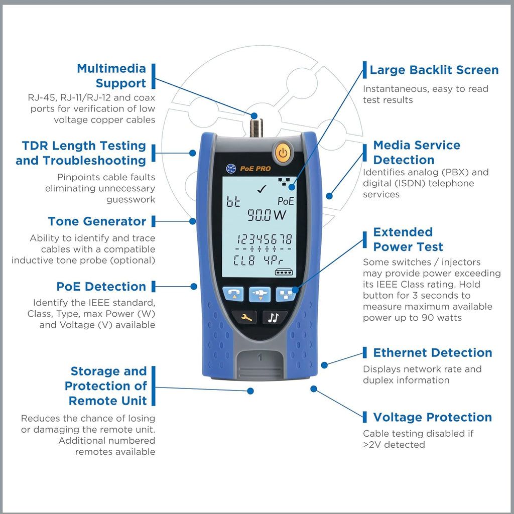 PoE Pro Power Over Ethernet Tester Bundle with Amplifier Probe K899