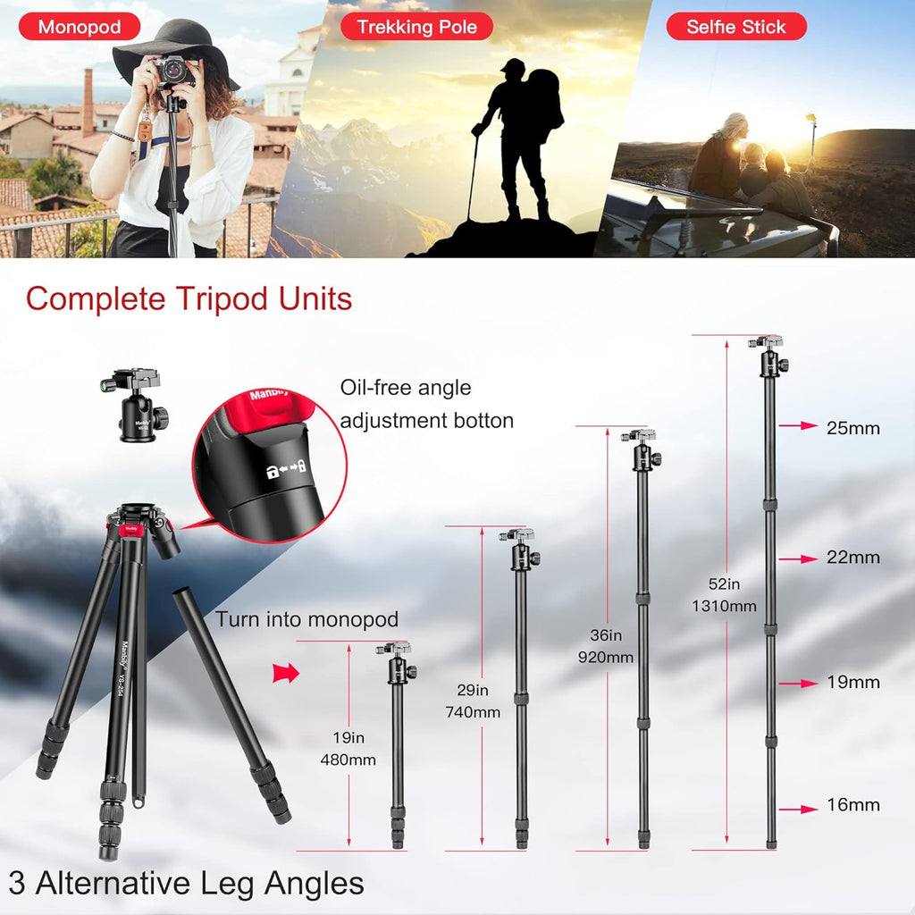 63 Aluminum DSLR Camera Tripod Monopod Kit with Panoramic Ball Head C74785