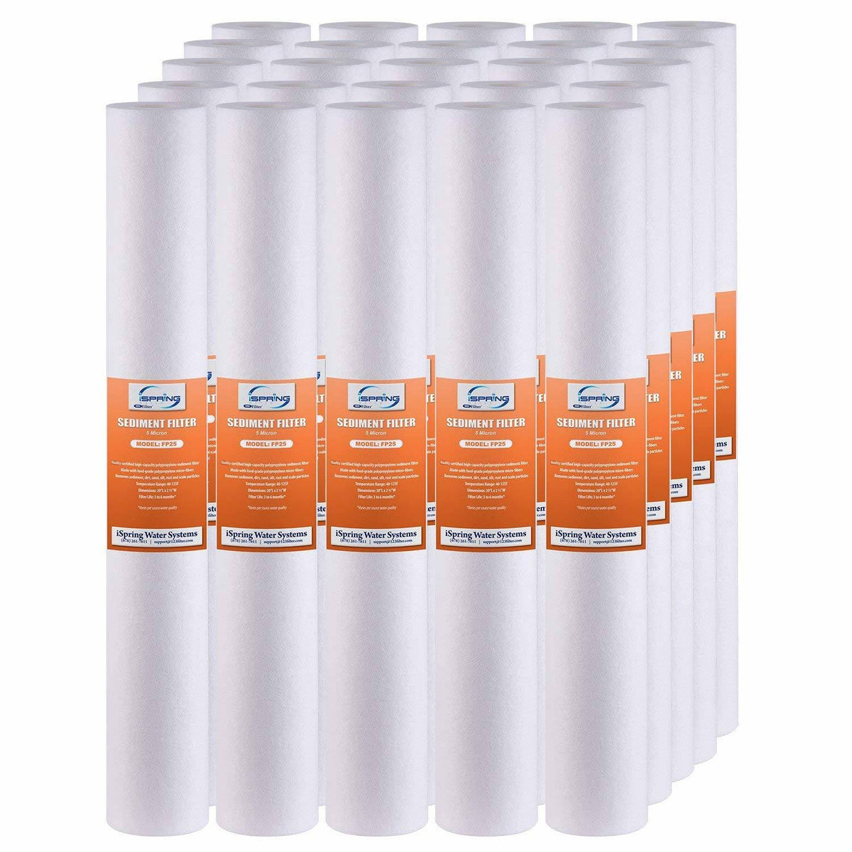25-Pack 5 Micron 20-inch x 2.5-inch Sediment Filter Replacement Cartridges Q77616