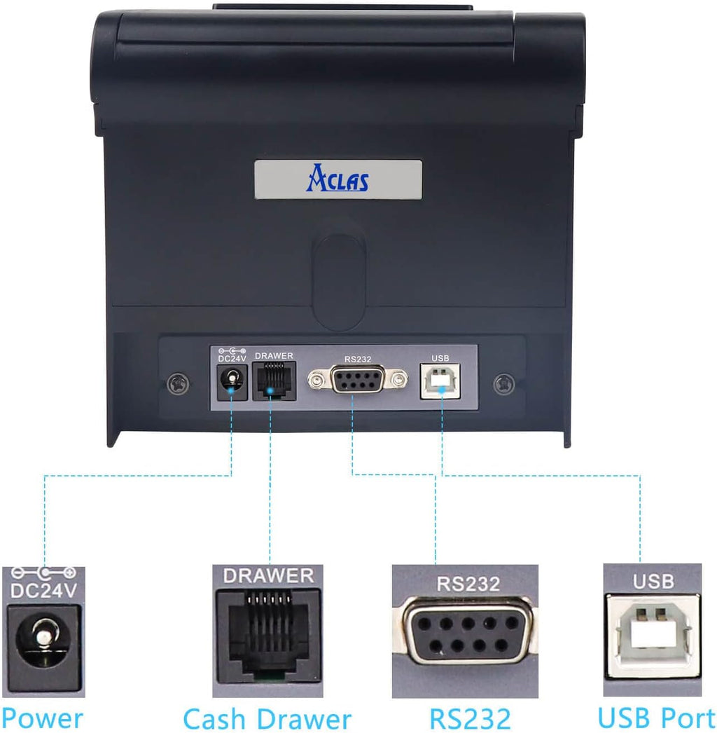 3'1/8 Thermal Receipt Printer 80mm with Auto Cutter Cash Drawer I734425