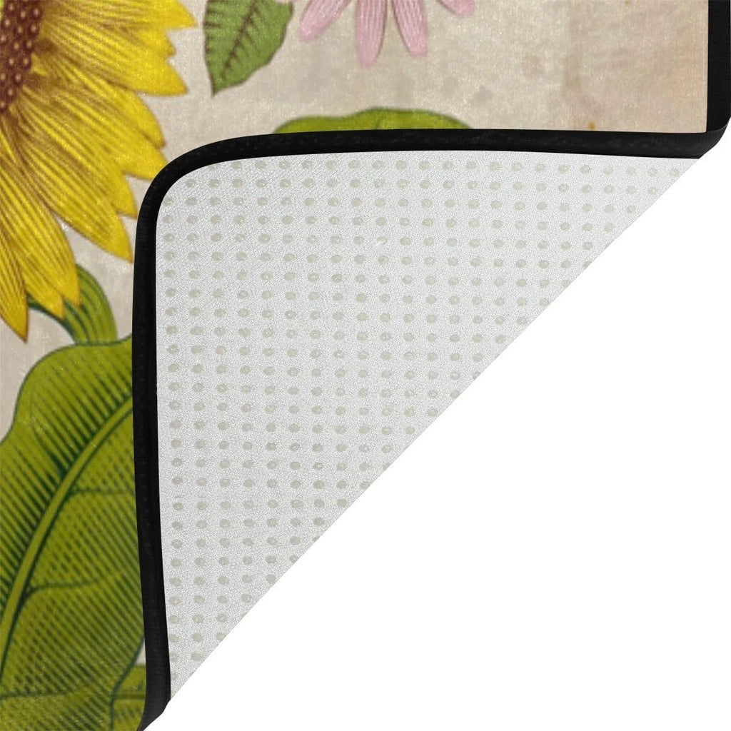 Honey Bees and Wildflowers Lightweight Carpet Mats, 6'8" x 4'10" Area Soft Rugs Floor Mat Rug W700314