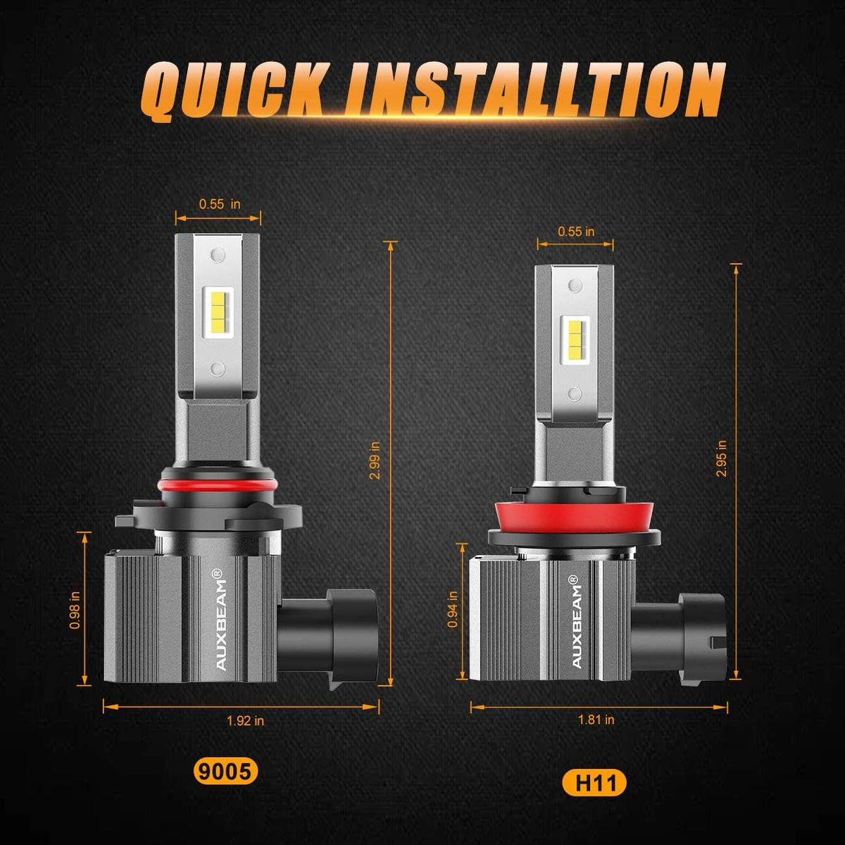 9005 H11 Combo LED Light Kit, 88W 24000lm 6500K, Halogen Bulb Replacement (Pack of 4) F252