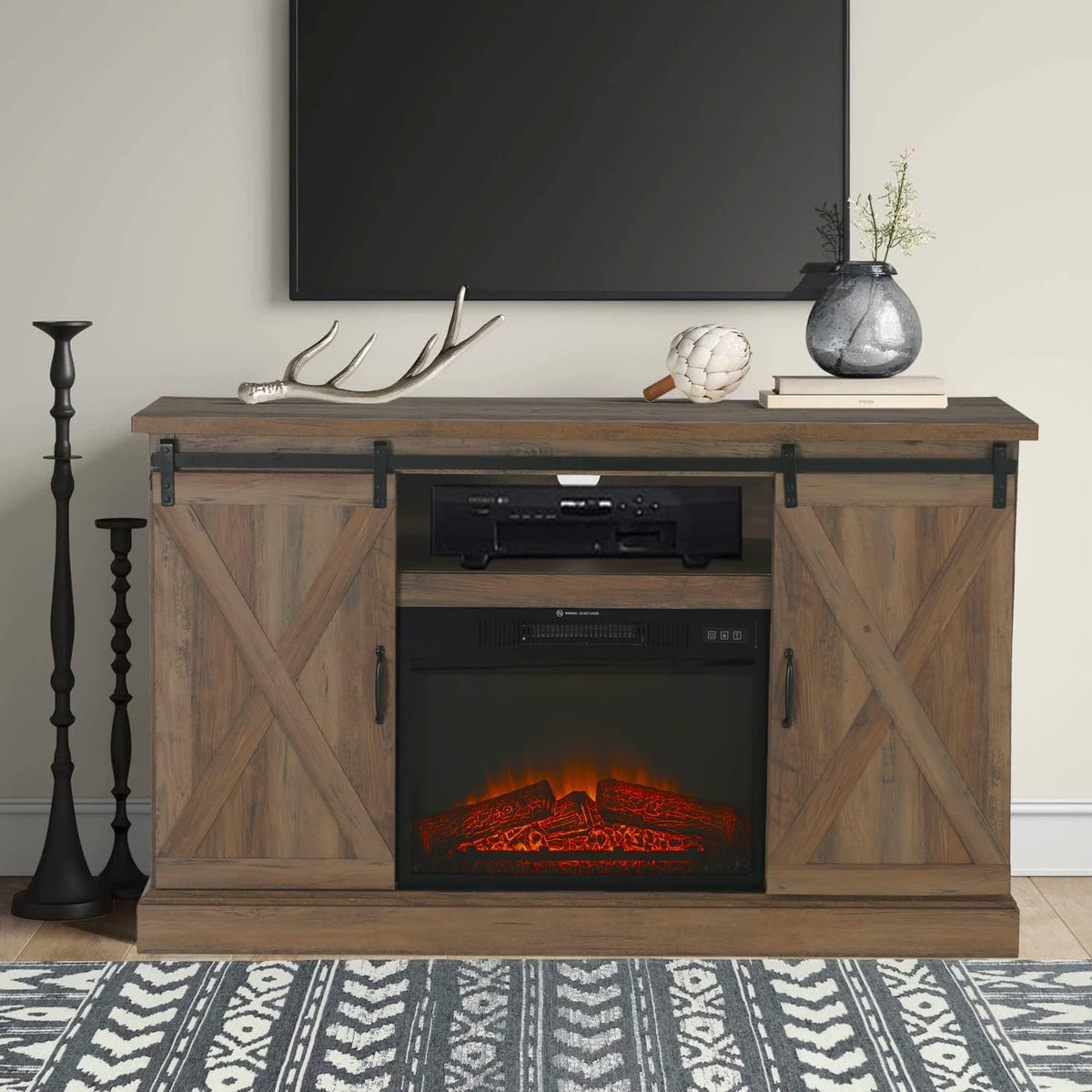 Wooden Mantel Fireplace Cabinet with Storage Shelves T26833