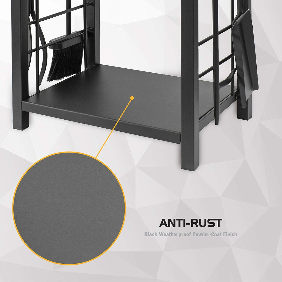 5-Piece Fireplace Tool Set with Log Rack, Black E898606