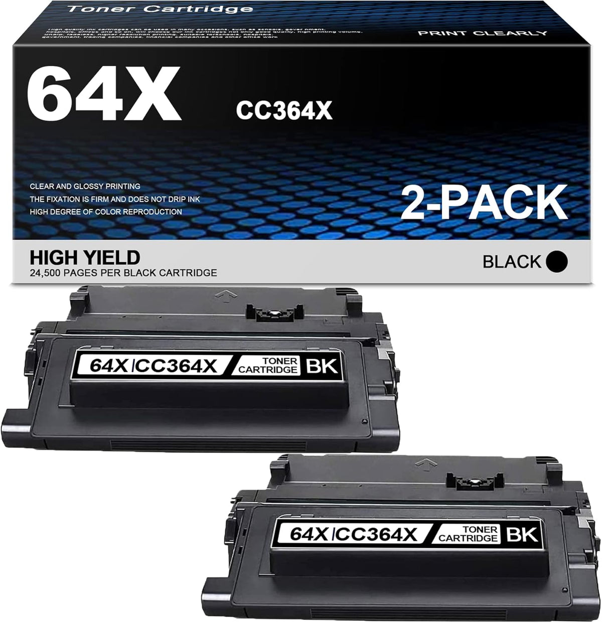 2 Pack Black CC364X Toner Cartridge for HP P4014 P4015 P4515 Printer J69849