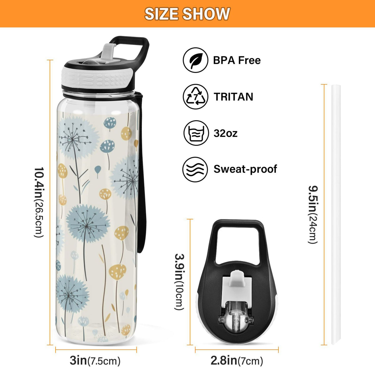 32oz Leakproof Tritan Water Bottle with Straw K988