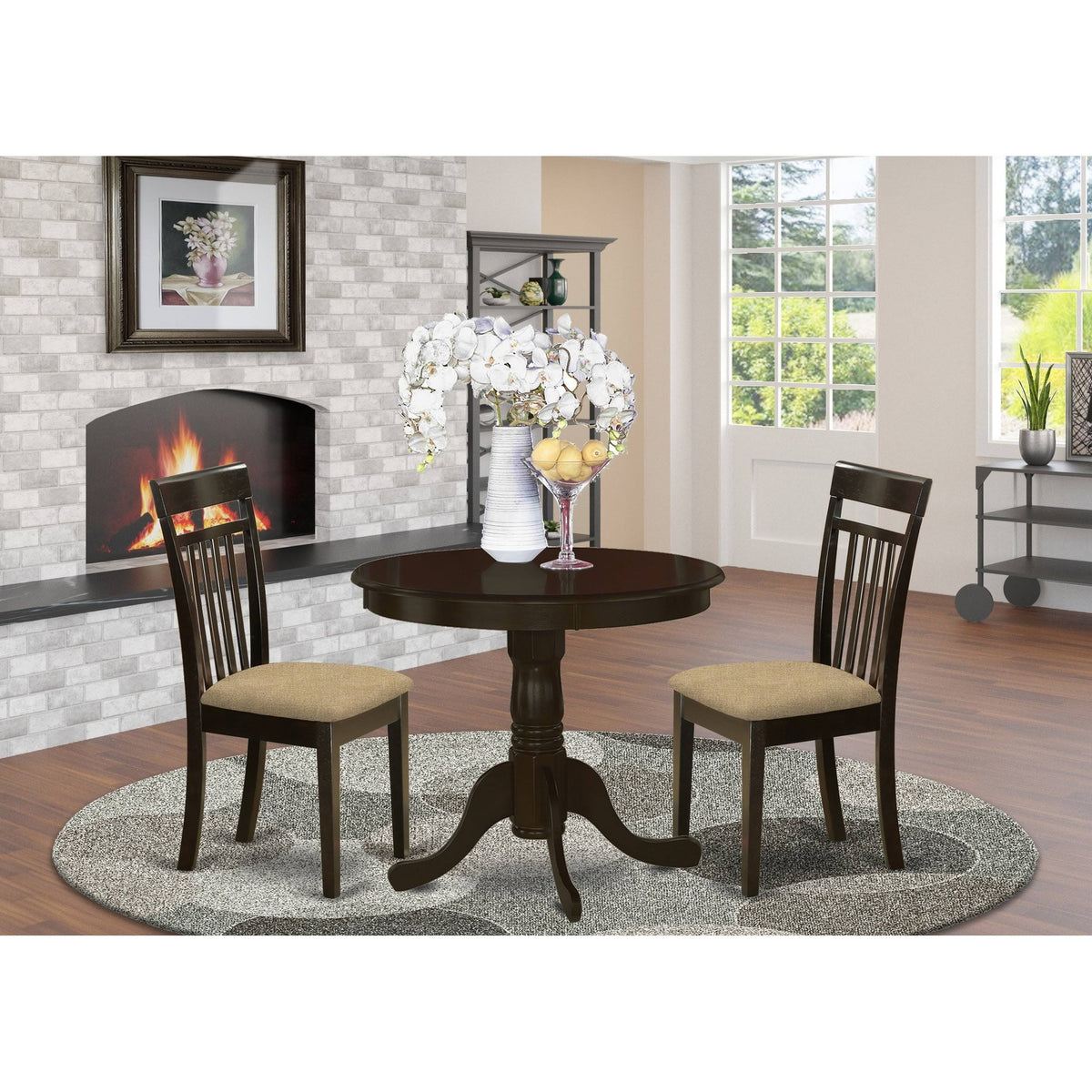 3 Piece Kitchen Table Set with 2 Dinette Chairs D819639