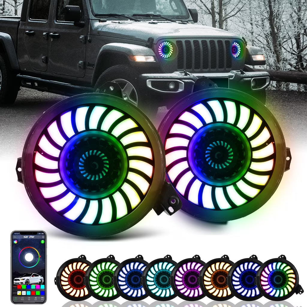 9" 3D LED Lens Halo Headlights with Turn Signal (2pcs/set) E922625