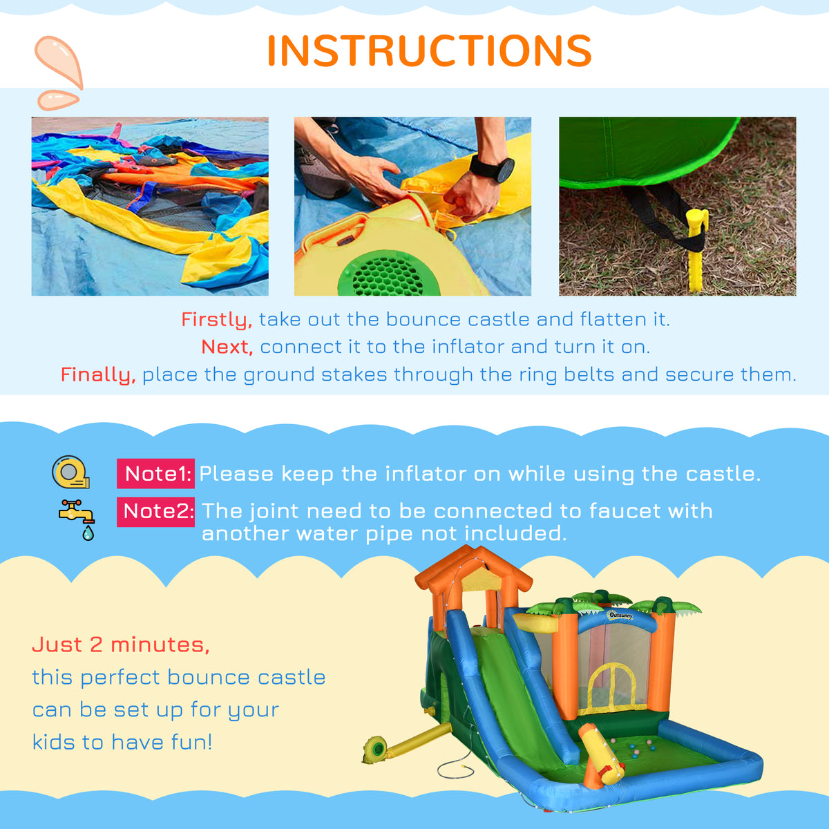 6 in 1 Inflatable Water Slide Jumping Castle with Blower I743