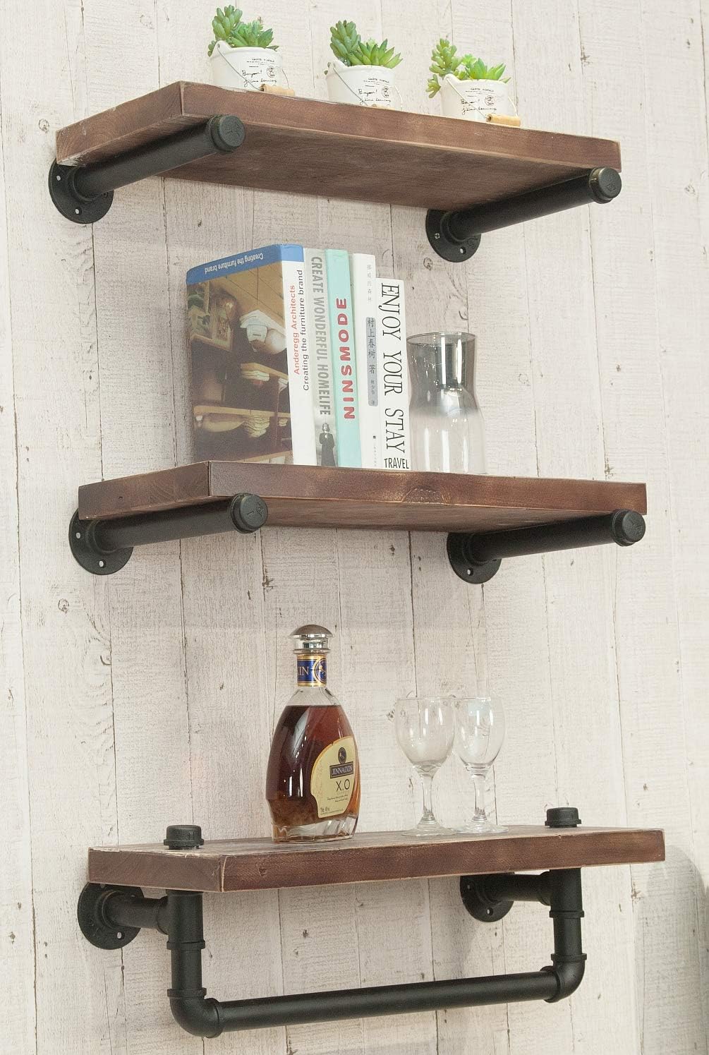 Industrial Retro Wall Mounted Iron Water Pipe Shelf Z86195
