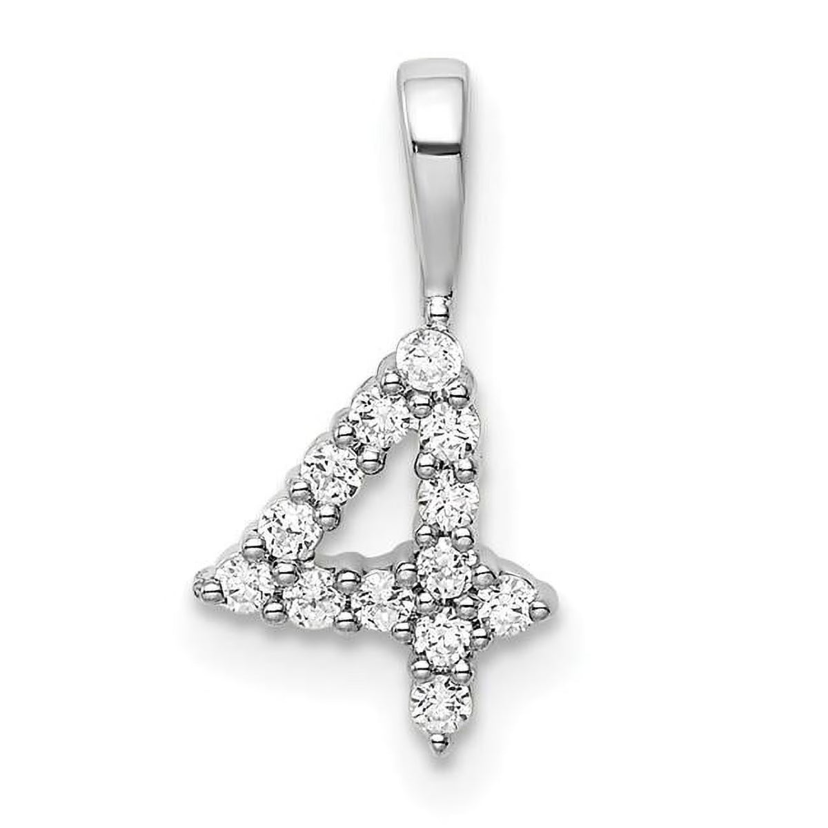 14K White Gold Diamond Number 4 Pendant T625825