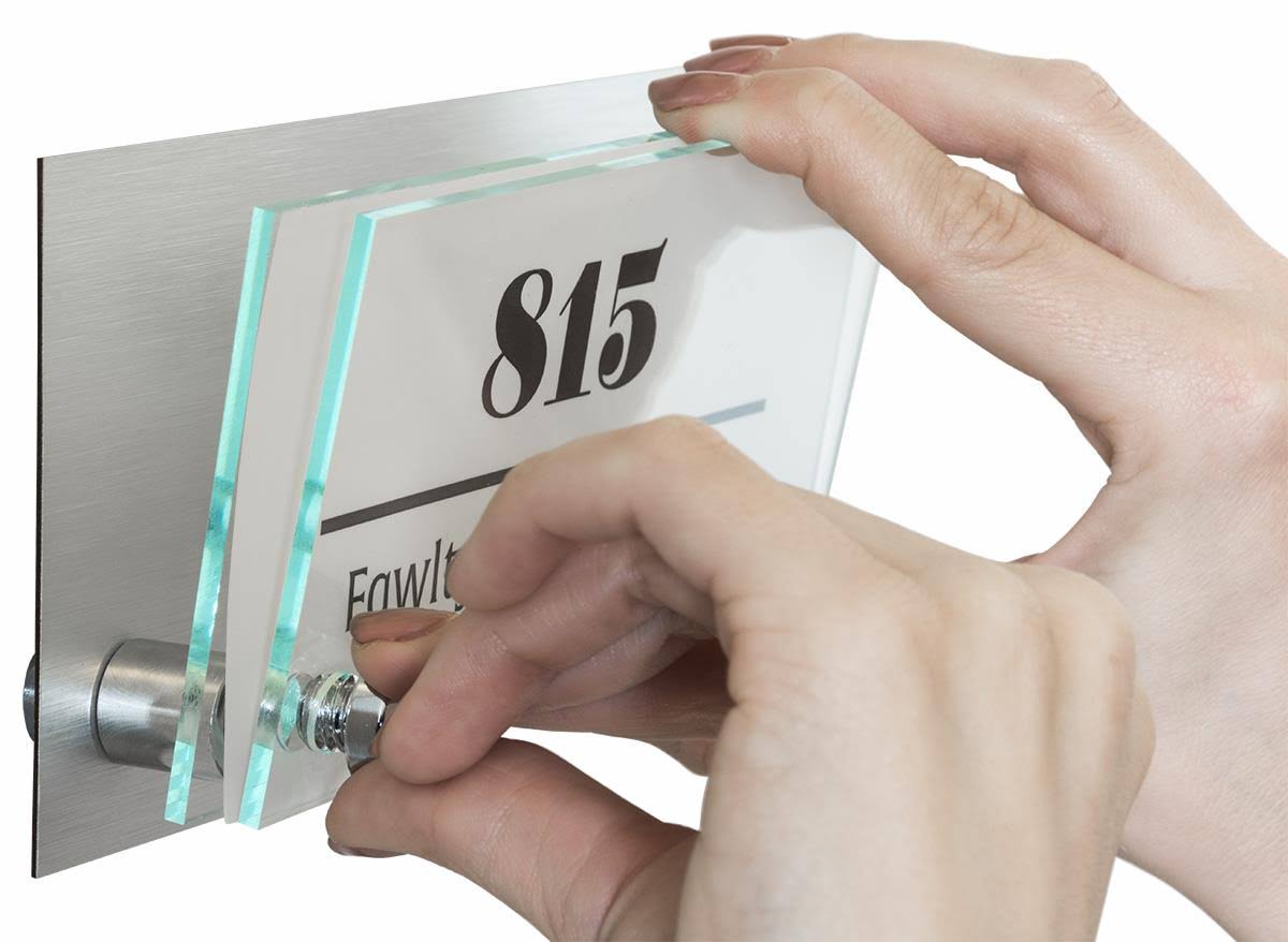 Office Door Sign with Brushed Formica Backing and Mounting Hardware R5824