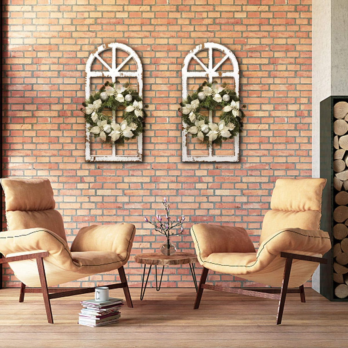 2-Pack Distressed Arched Cathedral Window Frame Wall Decor M532777